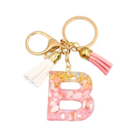 Sød initial nøglering A-Z bogstav glitrende glitter nøglering premium taske charm nøglering tilbehør (B,4PCS)