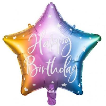 Folieballong Stjärna Skiftande Färger Happy Birthday