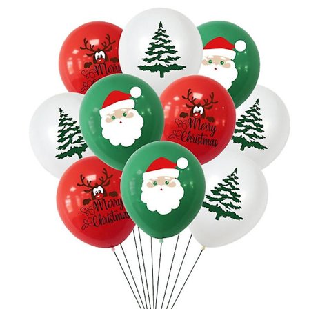 1 Set Konfettiballonger Glad Jul Tryck Lätt att Hänga Emulsion Jultomte Girlang Ballonger [DB]