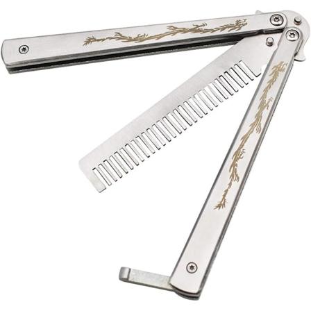 Fjärilskam i rostfritt stål Vikkam Balisong Metallkam T