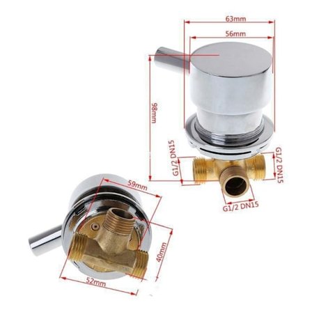 1/2" Kold- og varmtvandsblanding til justerbar koldtvandsblander to i én