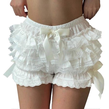 Blomstrete blonde shorts med volanger for kvinner, Lolita-tjenerinne, rysjer, frilly pumpkin pettipants