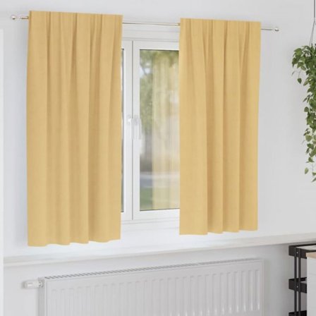 Scen - gardin Vidaxl Mörkläggande gardiner med ringar 2 st Beige 175 x 140 cm