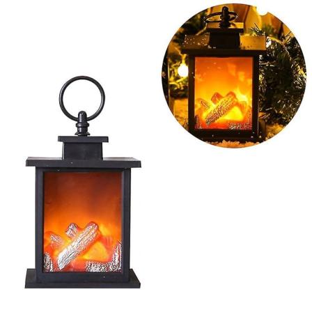 LED-lampa med flammeffekt, lykta, eldstadseffekt, innergårdsinredning