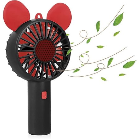 Håndholdt Fan, Bærbar Fan, Tegneserie Håndfan, Genopladelig USB Minifan, med 3 Typer Vindhastighed Justerbar, Bærbar Fan (Sort)