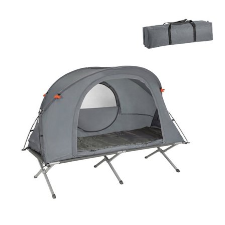 Rootz 4-i-1 campingteltsæt - Camp seng - Camping liggestol - Sovepose - Holdbar Oxford Nylon - Nem transport - Myggebeskyttelse - 194cm x 147cm x 87cm