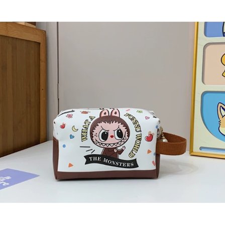 Labub Handbag, Small Square Bag, Portable Makeup Bag for Women, Large Capacity Skincare Travel Bag, Storage Bag