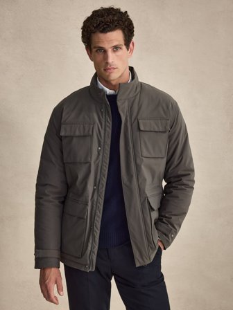 John Henric Men's Grüne Gepolsterte Feldjacke Size L