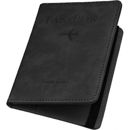 Pas Holder PU Læder RFID-blokering Pas Cover Rejse Tegnebog Etui med Kort Slot & Elastisk Strop