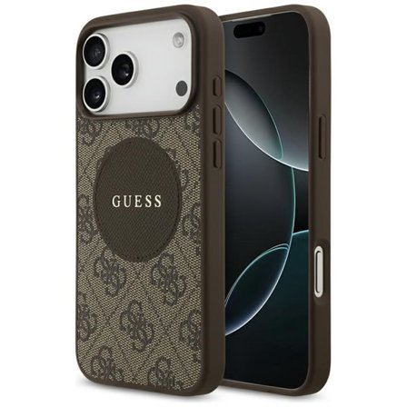 Guess 4G Circle Classic Logo MagSafe-fodral för iPhone 17 Pro Max - brun