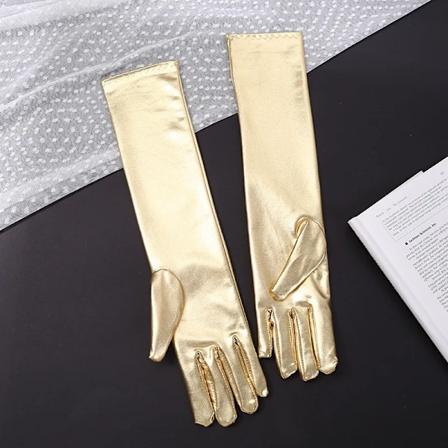 Sexiga Lackhandskar Cosplay Kvinnor Bar Nattklubbar Pole Dancing Scenframträdande Hel Finger Elastiska Långa Vantar S251 gold One Size