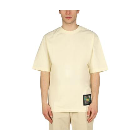 Ambush, T-Shirt With Logo Patch Beige, Heren, Maat:M