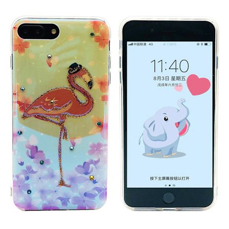Skyddande Skal av Silikon till iPhone 7Plus (PINK FLAMINGO)