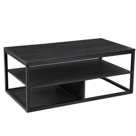 Svart modernt soffbord, material stål, skiva