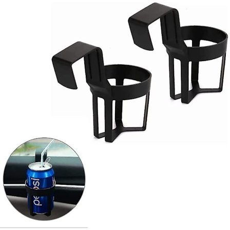 2 stk. Sorte Bilkopholdere til Auto, Plastkopholder til Bil, Sort Bil Drik