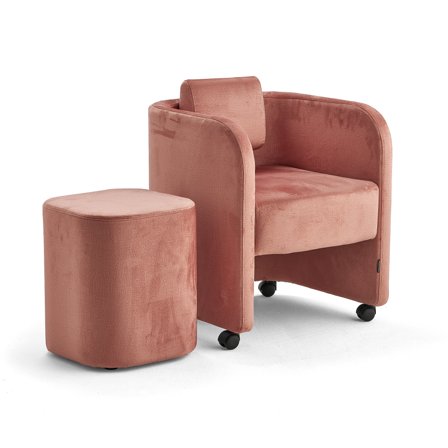 Möbelset COMFY: Armsessel & Stuhl mit Rollen, Samtbezug lachs