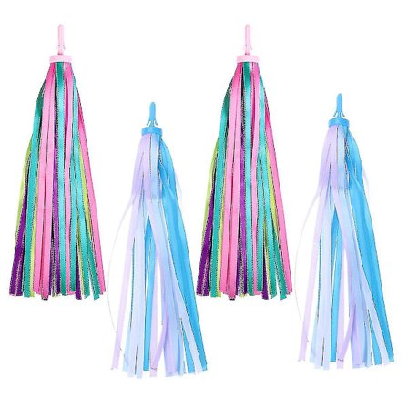 2 Par Cykelstyreband Cykelstyreband Streamer Barn Scooter Trasa Barncykeltillbehör Styre Dekoration (Blandade Färger)