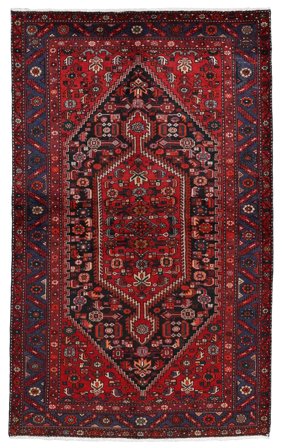 Hand Knotted Persian Hamadan Rug 145X238 Black/Dark Red