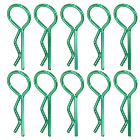 10 st RC Bil Kaross Klämmor RShape Metall Kaross Klämmor Stift för 1/5 1/6 1/8 1/10 RC Bil (Grön)