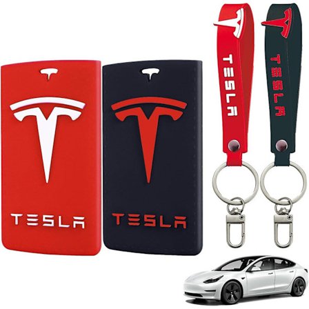 "Tesla-avainkortin pidike, Model Y/3 Tesla-avainkortin pidike, silikoninen suojakotelo avaimenperällä Tesla-tarvikkeille, 2 kpl"