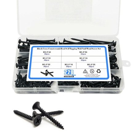 220 stk Treskrue selvskruende skruer Hurtigskruer