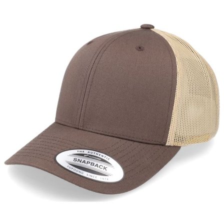 Yupoong - Brun trucker Keps - Retro Brown/Khaki Trucker @ Hatstore