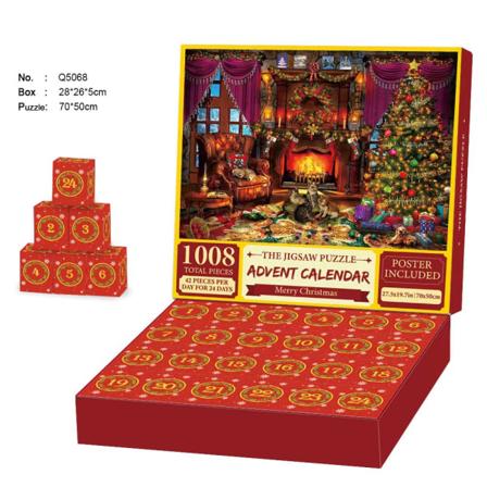 Julepuslespill, 1008 brikker julekalender, puslespill, 24 dagers juleferiepuslespill D Y