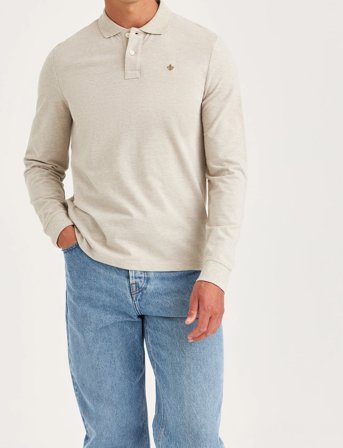 Morris Camden Ls Polo Shirt - Beige - XXL