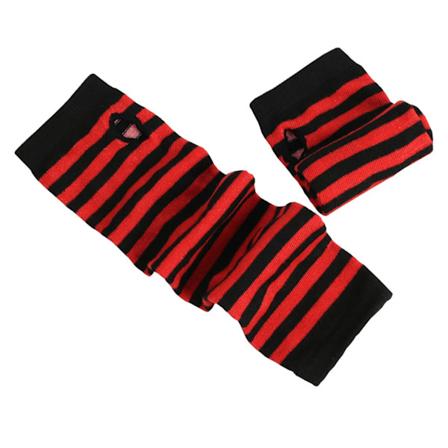 Nya Långa Handskar Armöverdrag Klassisk Rosa Svart och Vit Randig Fingerlös Armbågsvantar Varma Stickade Handledsband Color 3