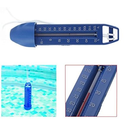 Stor pooltermometer med rep, inbyggd ficka och krossäker, idealisk för alla utomhus-/inomhuspooler, spabad, bubbelpooler och dammar