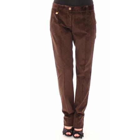 Dolce & Gabbana Brown Corduroys Straight Logo Casual Pants , Bruin , Dames , Maat: M