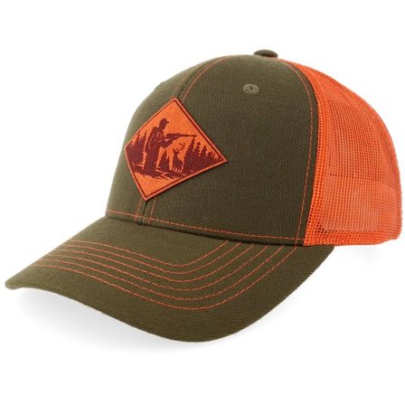 Hunter - Grön trucker Keps - Deer Hunter Engraved Orange Patch Olive/Orange Trucker @ Hatstore