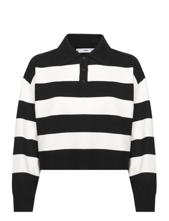 Striped Polo-Neck Sweater Black Mango