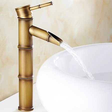 1PC 3-leddet brudmunding høj bambus vandhane, vandfald håndvask mixer