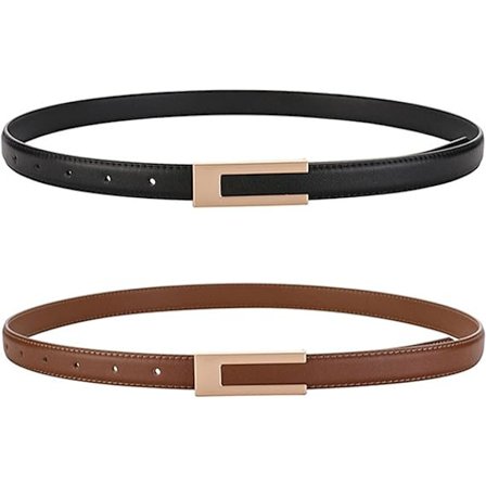 2 st eleganta klassiska tunna bälten för kvinnor, enkelt bälte, justerbart
