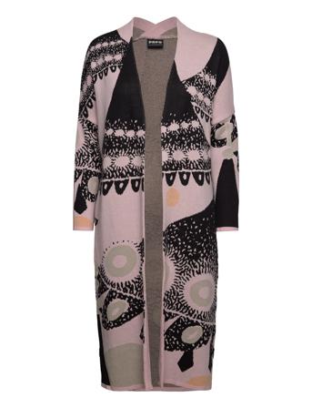 Long Cardigan Strikket Trøje Cardigan Multi/mønstret Papu