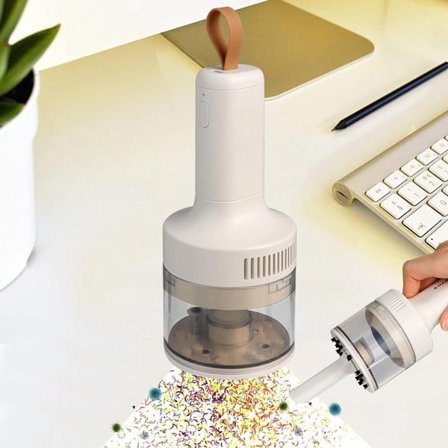 Mini skrivebordsstøvsuger bilstøvsuger mini trådløs støvsuger liten håndholdt støvsuger utstyrt med et 1200 mAh oppladbart litiumbatteri