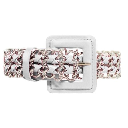 Vitt 30mm damskärp med kromad kedja
