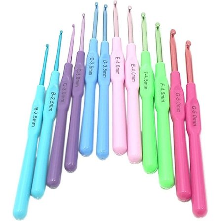 12-delt Hæklesæt – Ergonomisk Strikkesæt med Flere Strikkestørrelser (12-delt Aluminiumsæt)