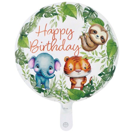 Folieballong Happy Birthday Djungeldjur 46 cm