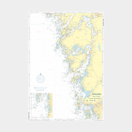 Carta de navegación Hydrographica HG93 Bohuslän, 62 x 89 cm, plegada a A4 (plegada)