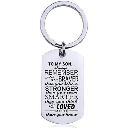 Søn Gave Nøglering, Inspirerende Søn Gave Nøglering fra Mor Far Personlig Søn Fødselsdag Nøglering Gave til Søn Fødselsdag Graduering Julegaver