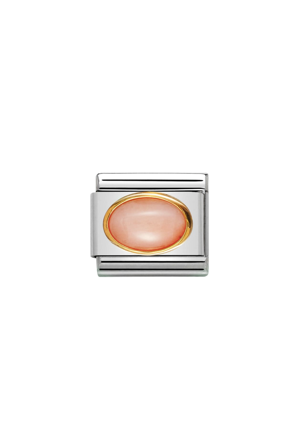 Oval hard stones 18k Gold Pink Coral