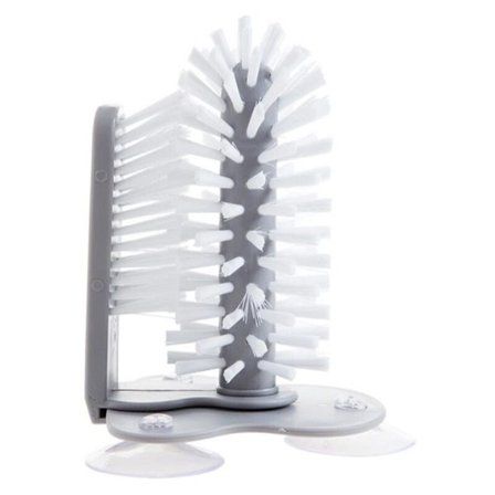 Oppvaskbørste med sugekopper, glassbørste, oppvaskbørste, dobbeltsidig børstebørste med sugekopp, grå glassbørste for bar, kjøkken, vask av vask, 