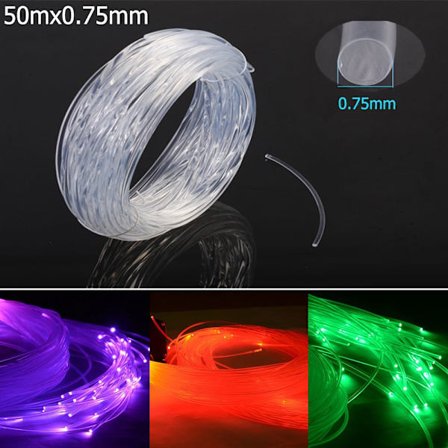 50m x 0,75 mm/1,0 mm Fiberoptisk Kabel End Glow LED Lys