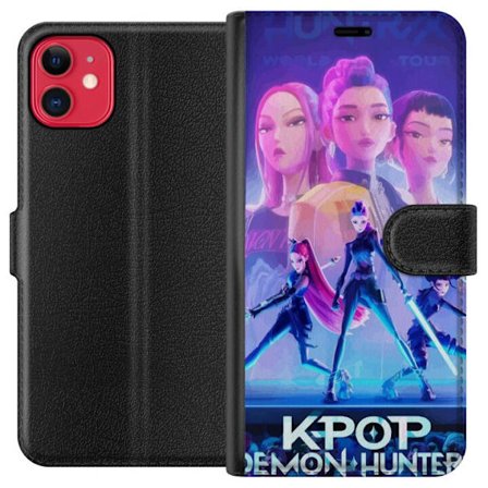 Kompatibel Tegnebogsetui til Apple iPhone 11 K-Pop Demon Hunters handlingsmotive med futuristiske heltinder, neonlys og animeenergi, der skaber et dra