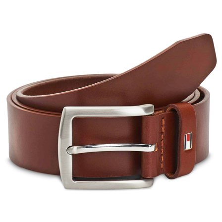 Cinturón marrón oscuro Tommy Hilfiger New Denton para hombres - Cinturones de cuero