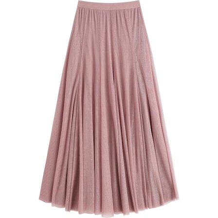 Tylskørt dame Elastisk høj talje Lagdelt Plisseret Mesh Flowy A-linje skørt