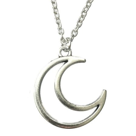 Necklace - Crescent Moon - Hollow - Long