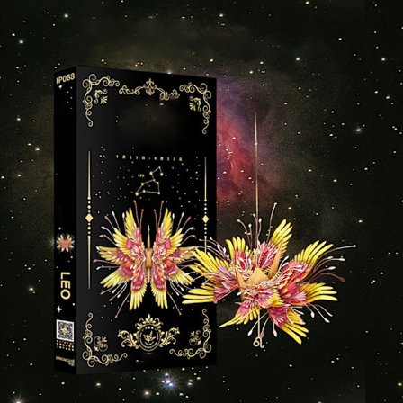 Leo - Houndstooth Wishing Constellation Collection, farverige vinger og guldbelagt blomstermønster, en kreativ DIY samle-gave